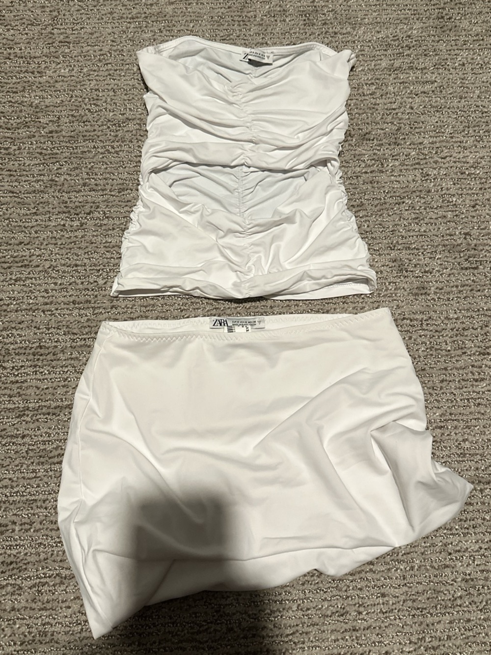 Zara White Tube Top & Skirt Set